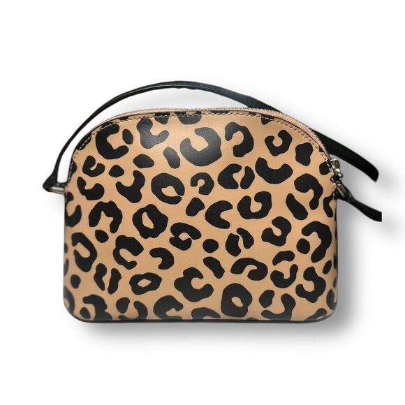Kate Spade New York Kali Small Dome Crossbody Bag Leather Leopard Black Chic - Picture 4 of 15